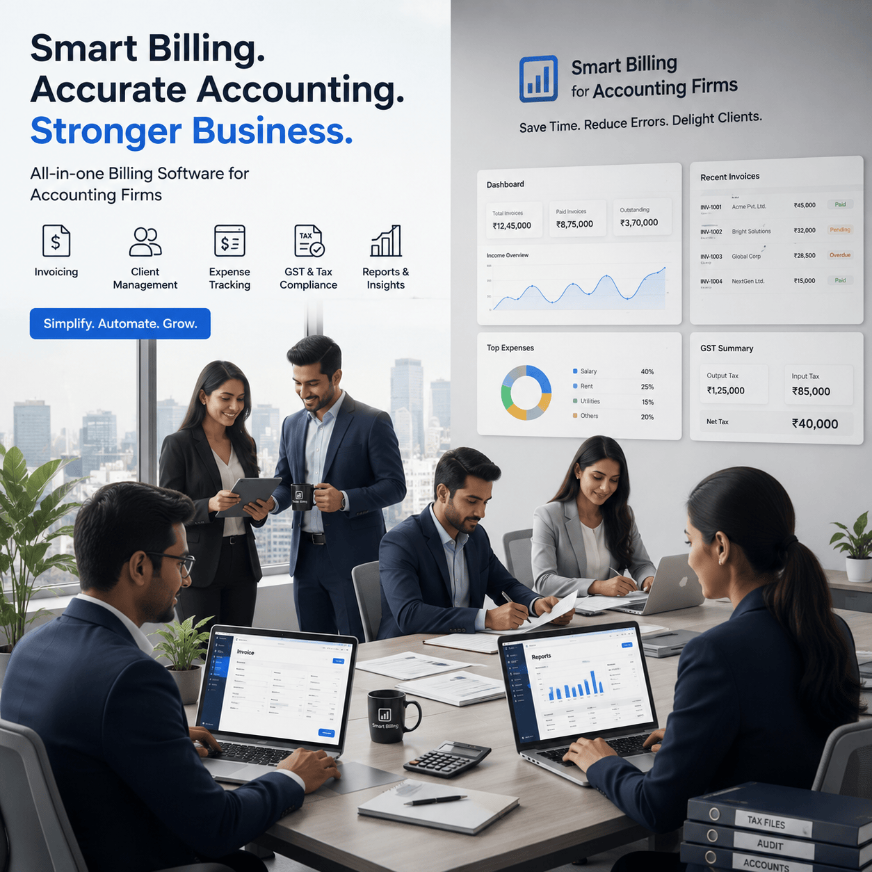 Accountant Managing Client Billing and Bookkeeping with Q9Bill