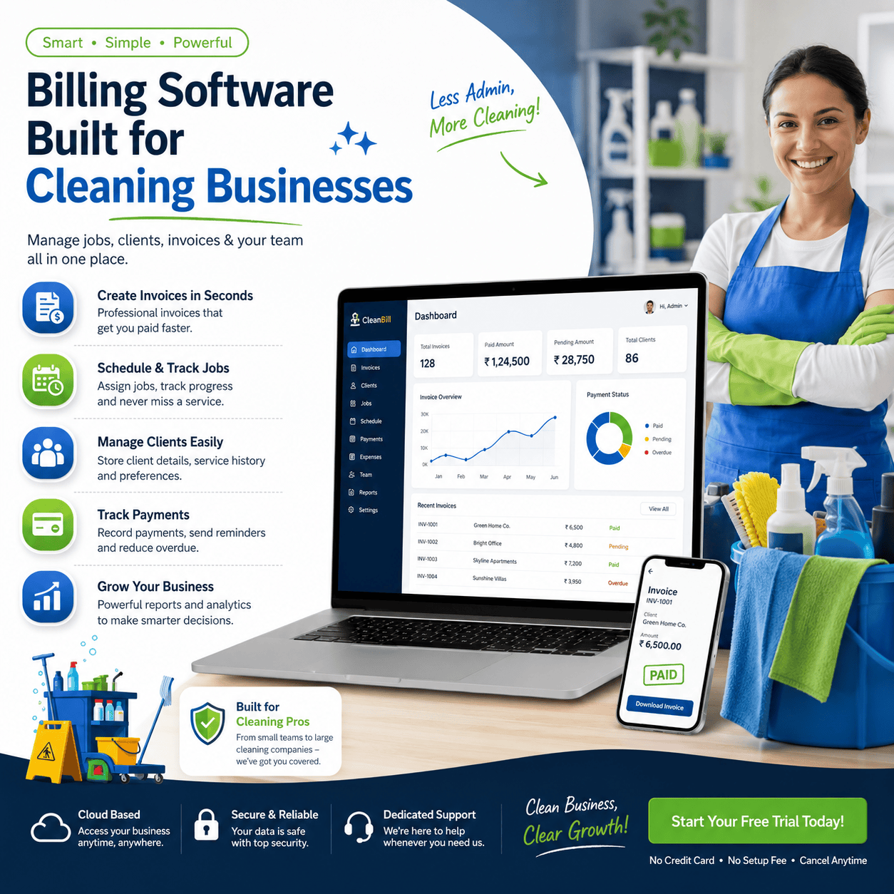 Q9 Bill Home Cleaning and Pest Control Service Management Dashboard
