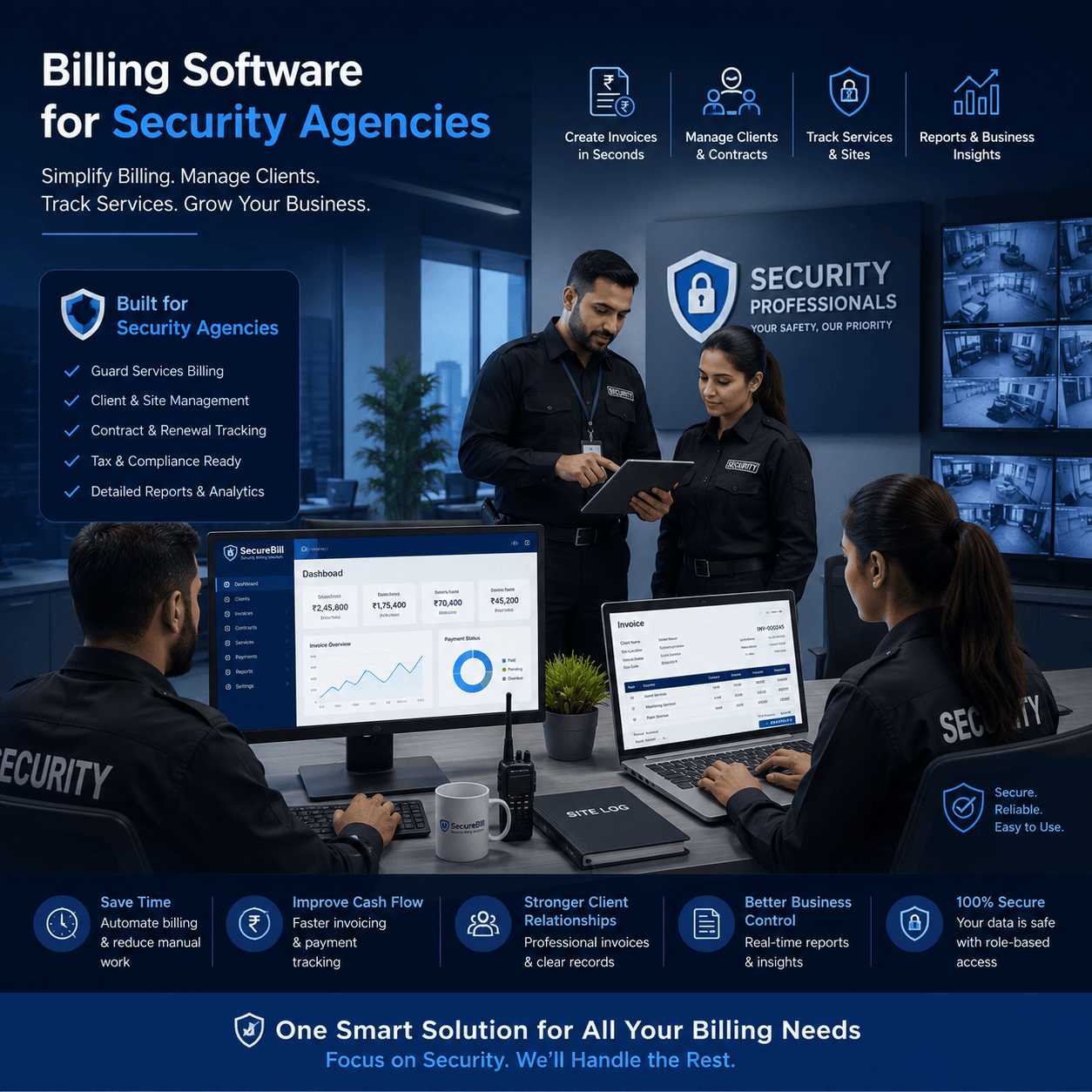 Q9 Bill Security Services Billing and Contract Management Dashboard