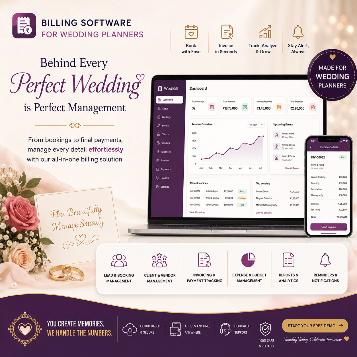 Q9 Bill Wedding Planner Billing and Client Management Dashboard